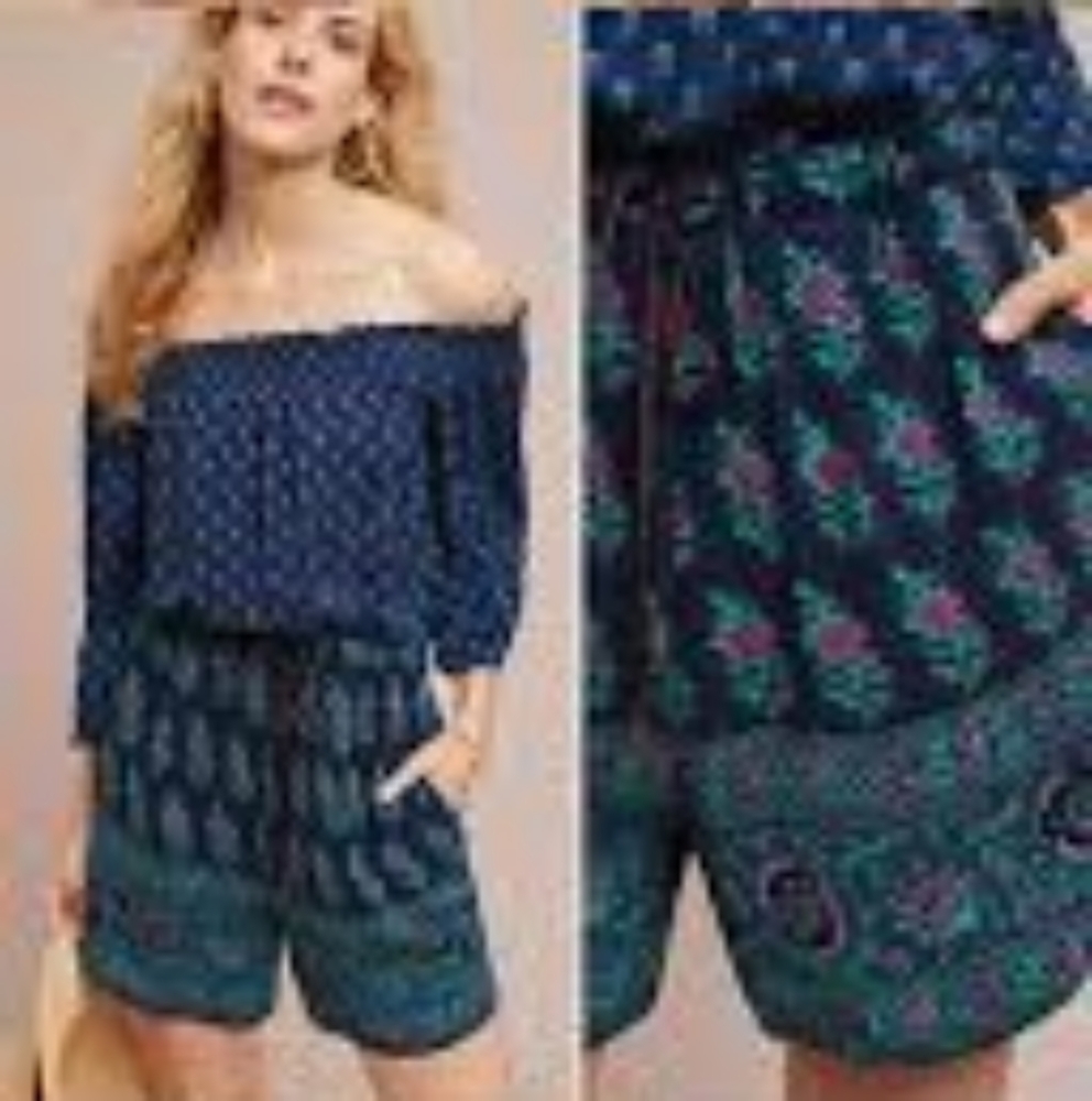 Anthropologie | Ett Twa | Printed Kaleo Off The Shoulder Romper